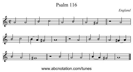 Psalm 116 - staff notation