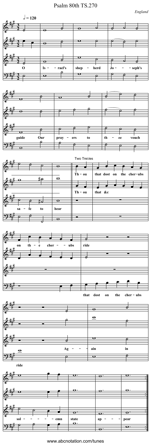 Psalm 80th TS.270 - staff notation
