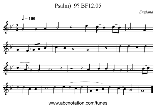 Psalm)  9? BF12.05 - staff notation