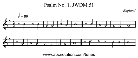 Psalm No. 1. JWDM.51 - staff notation