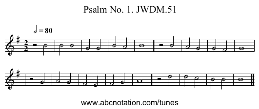 Psalm No. 1. JWDM.51 - staff notation