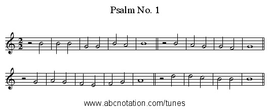 Psalm No. 1 - staff notation