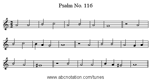 Psalm No. 116 - staff notation