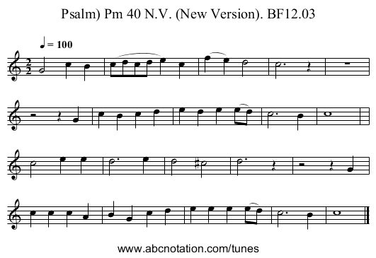 Psalm) Pm 40 N.V. (New Version). BF12.03 - staff notation
