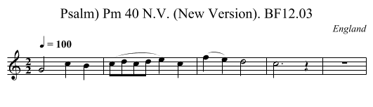 Psalm) Pm 40 N.V. (New Version). BF12.03 - staff notation