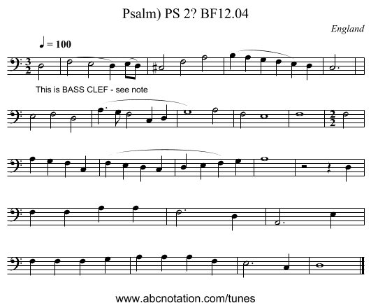Psalm) PS 2? BF12.04 - staff notation