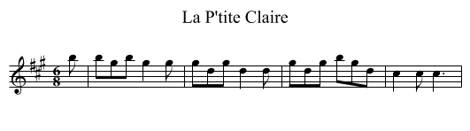 P'tite Claire, La - staff notation