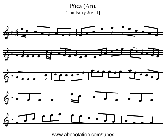 Púca (An), - staff notation