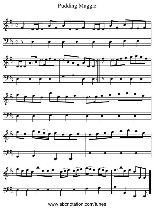 Pudding Maggie - staff notation