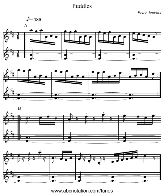 Puddles - staff notation