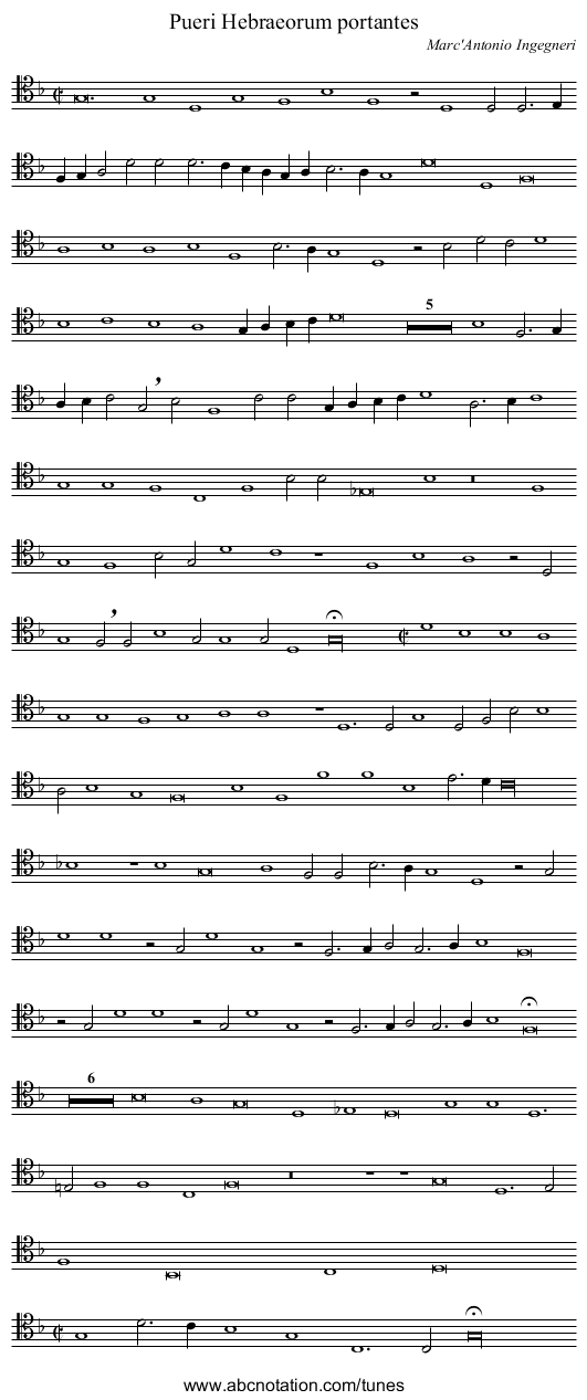 Pueri Hebraeorum portantes - staff notation