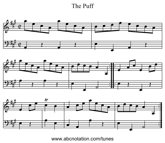 Puff, The - staff notation