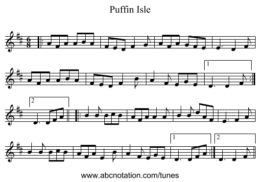 Puffin Isle - staff notation