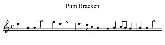 Puin Bracken - staff notation