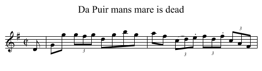 Puir mans mare is dead, Da - staff notation