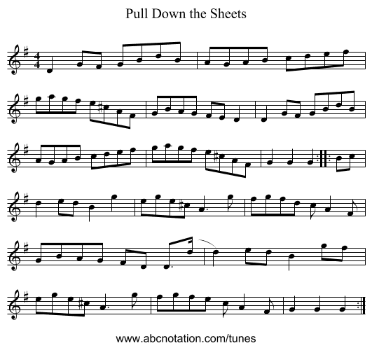 Pull Down the Sheets - staff notation