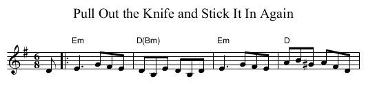 Pull Out the Knife and Stick It In Again - staff notation