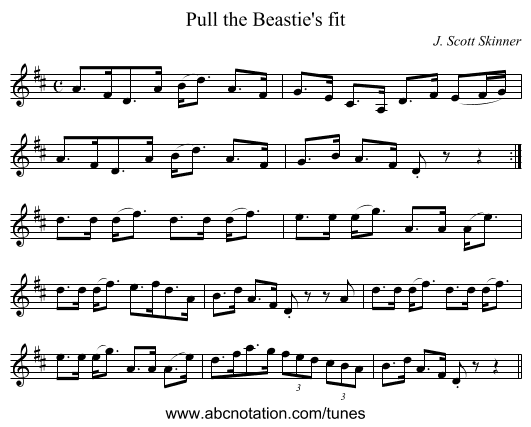Pull the Beastie's fit - staff notation