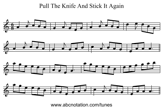 Pull The Knife And Stick It Again - staff notation