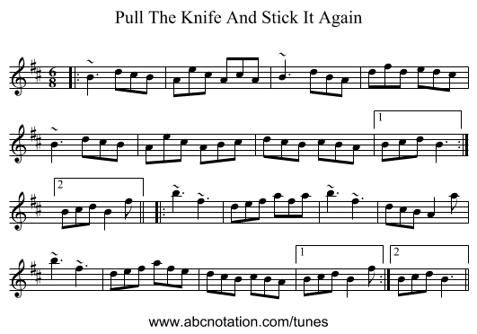 Pull The Knife And Stick It Again - staff notation