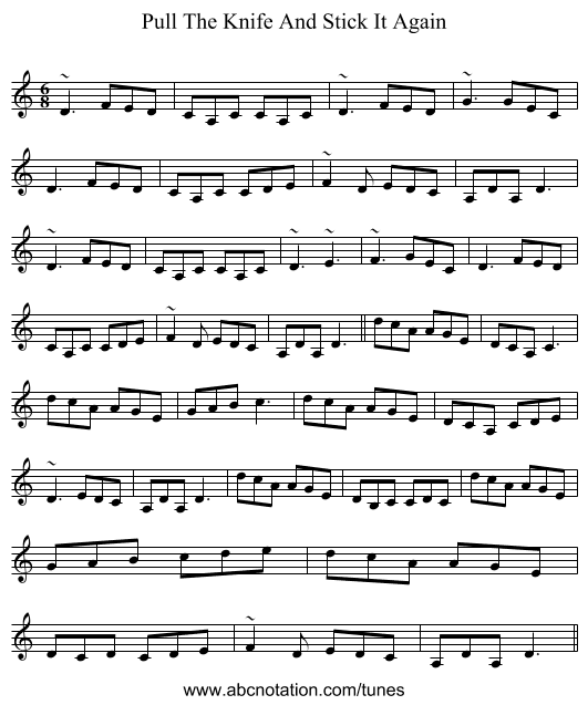Pull The Knife And Stick It Again - staff notation