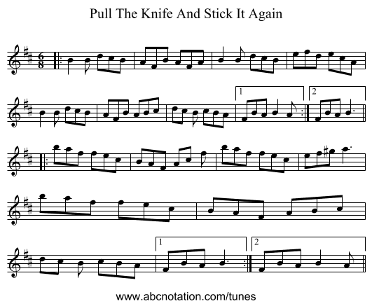 Pull The Knife And Stick It Again - staff notation
