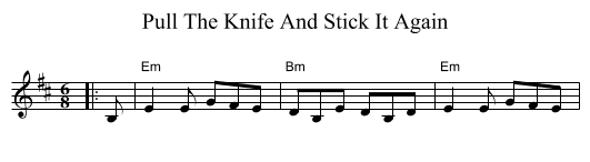 Pull The Knife And Stick It Again - staff notation