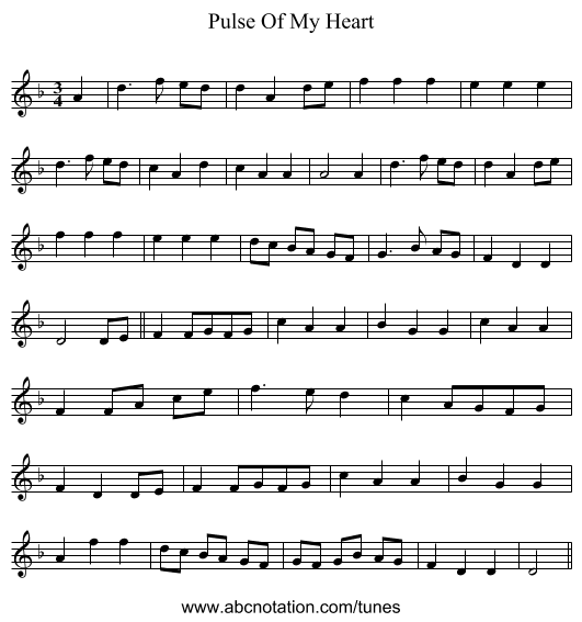Pulse Of My Heart - staff notation