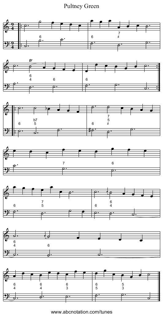 Pultney Green - staff notation