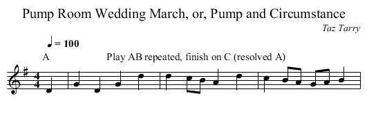 Pump Room Wedding March, or, Pump and Circumstance - staff notation