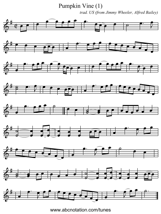 Pumpkin Vine (1) - staff notation