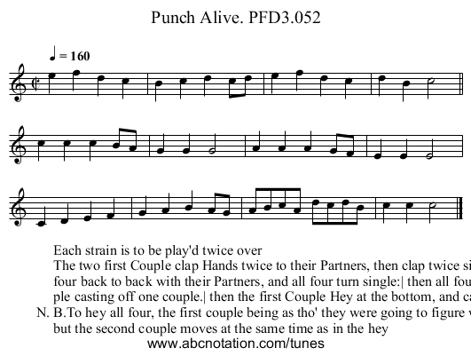 Punch Alive. PFD3.052 - staff notation