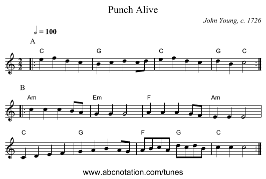 Punch Alive - staff notation