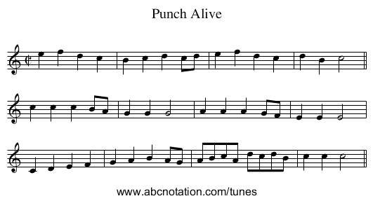 Punch Alive - staff notation