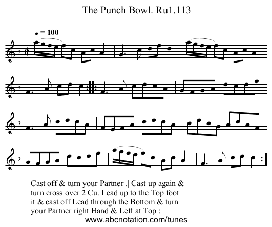 Punch Bowl. Ru1.113, The - staff notation