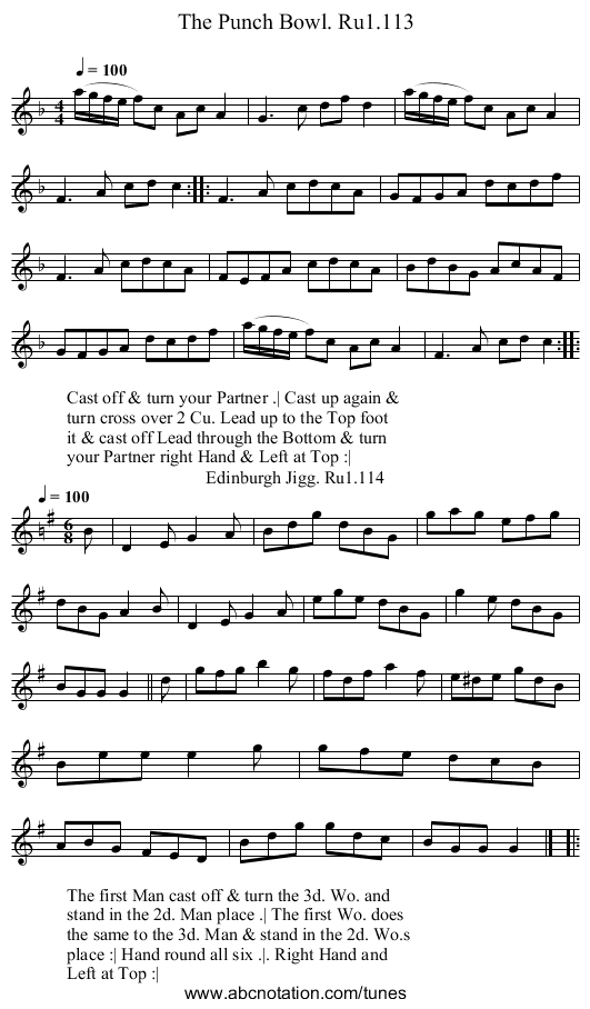 Punch Bowl. Ru1.113, The - staff notation