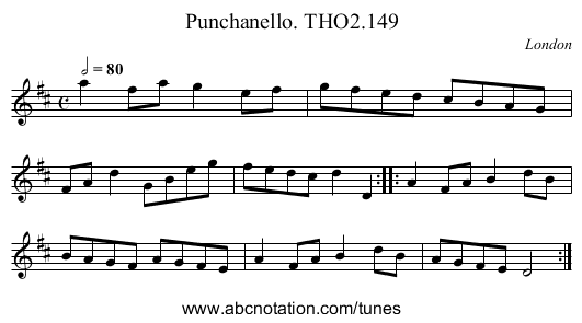 Punchanello. THO2.149 - staff notation