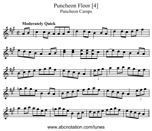 Puncheon Floor [4] - staff notation