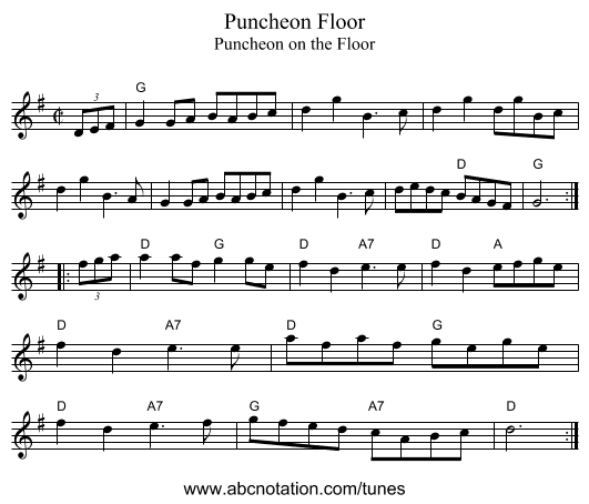 Puncheon Floor - staff notation