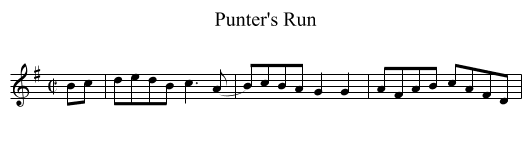 Punter's Run - staff notation
