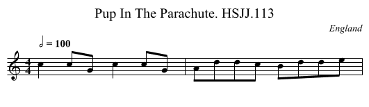 Pup In The Parachute. HSJJ.113 - staff notation
