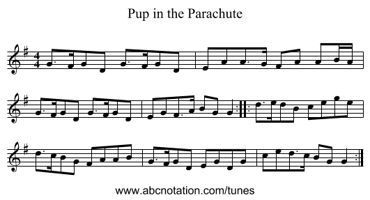 Pup in the Parachute - staff notation