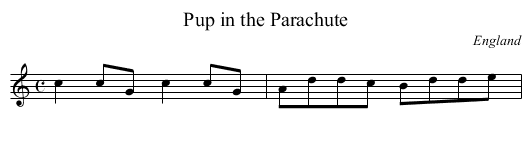Pup in the Parachute - staff notation