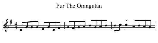 Pur The Orangutan - staff notation