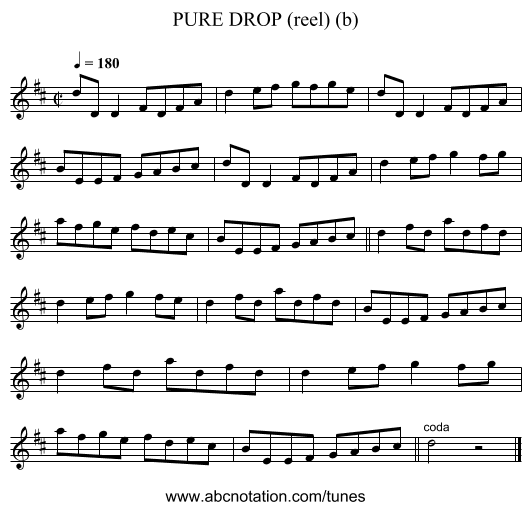 PURE DROP (reel) (b) - staff notation
