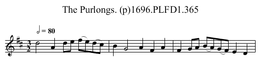 Purlongs. (p)1696.PLFD1.365, The - staff notation