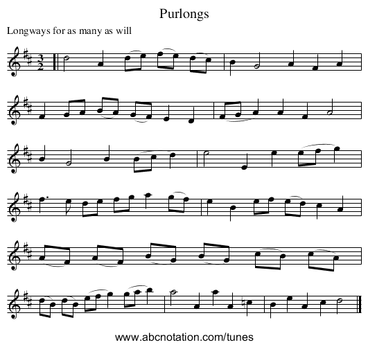Purlongs - staff notation