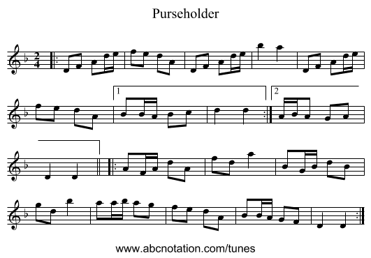 Purseholder - staff notation