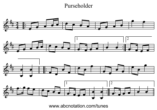 Purseholder - staff notation