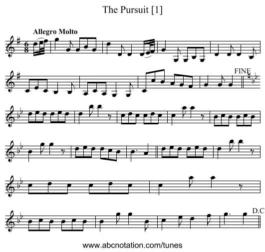 Pursuit [1], The - staff notation